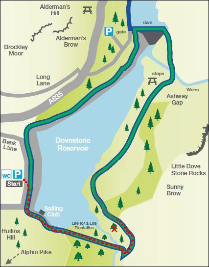 Map of Dovestones Reservoir